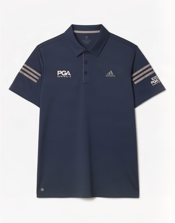 Polo grafica da uomo Adidas media poliestere blu navy