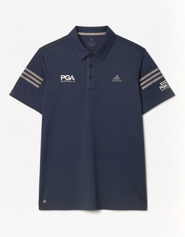 Polo grafica da uomo Adidas media poliestere blu navy