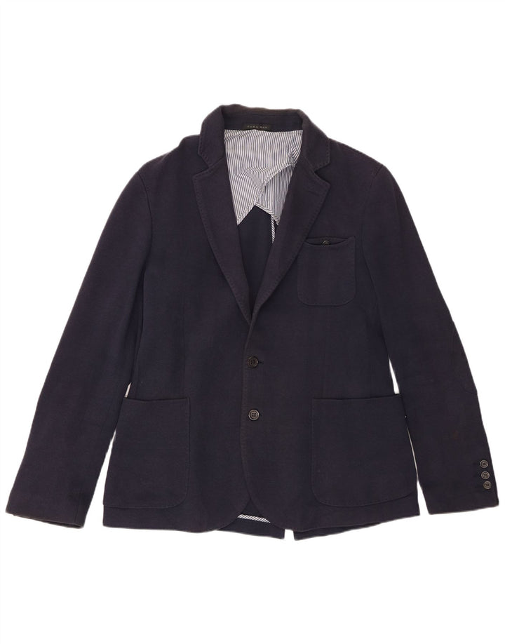 Giacca blazer da uomo a 2 bottoni Zara EU 50 cotone blu navy medio