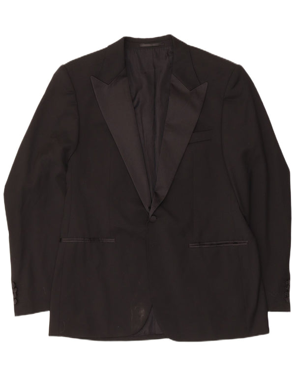 Giacca blazer da uomo a 1 bottone Hugo Boss UK 50 grande lana vergine nera
