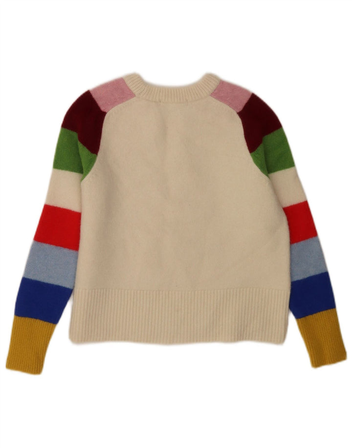 Maglione maglione girocollo per ragazze Boden 8-9 anni blocco colore bianco medio