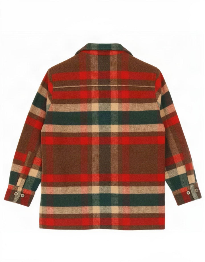 Camicia vintage da uomo in flanella, acrilico a quadri rossi medi