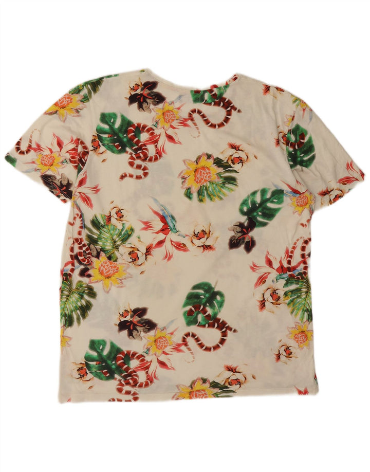 T-shirt grafica da uomo Zara Top XL bianca floreale