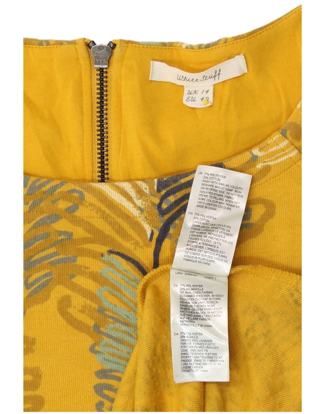 Abito a trapezio con maniche a 3/4 da donna White Stuff UK 14 Giallo medio floreale