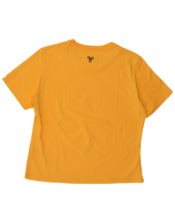 JACK WOLFSKIN T-shirt grafica da donna Top UK 18 XL Cotone giallo