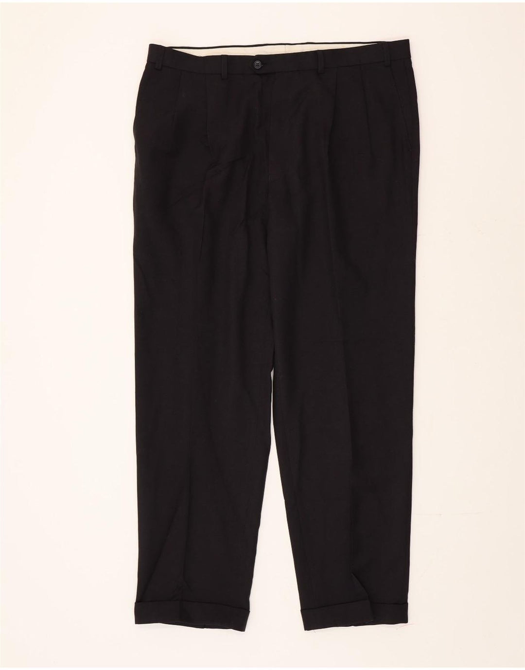 Pantaloni da abito con pegging da uomo Marks & Spencer W40 L33 poliestere blu navy