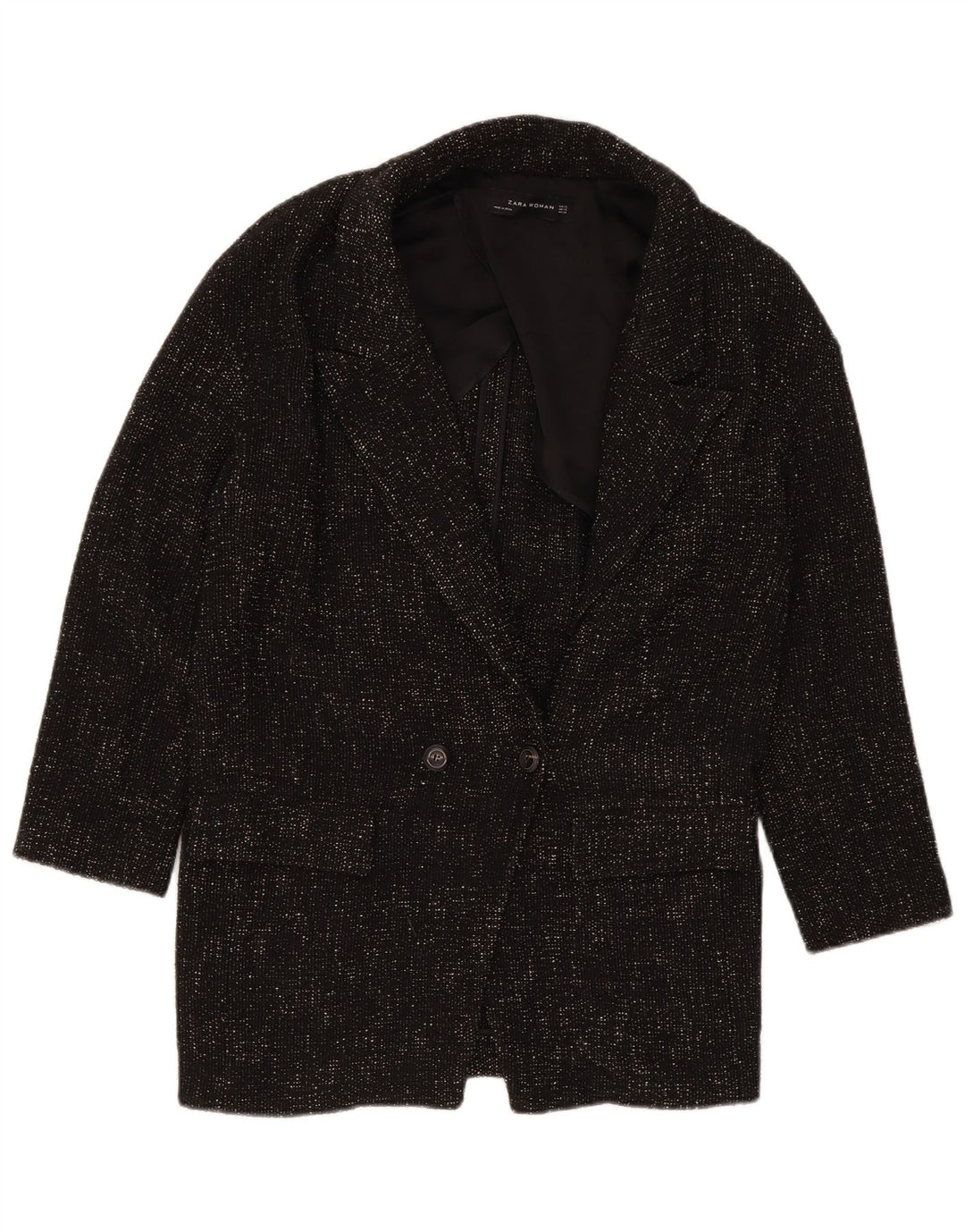 Cappotto doppiopetto oversize da donna Zara UK 6 XS poliestere nero
