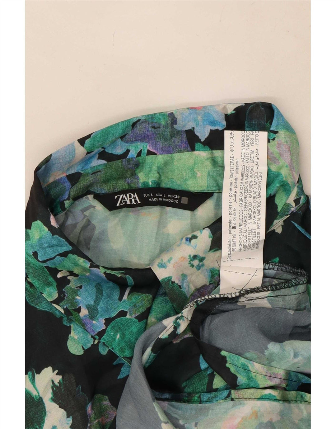 Camicetta oversize da donna Zara UK 16 Poliestere floreale verde grande