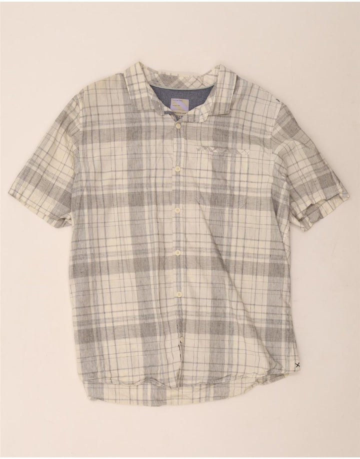 Camicia a maniche corte da uomo Fat Face 2XL Cotone a quadri grigio