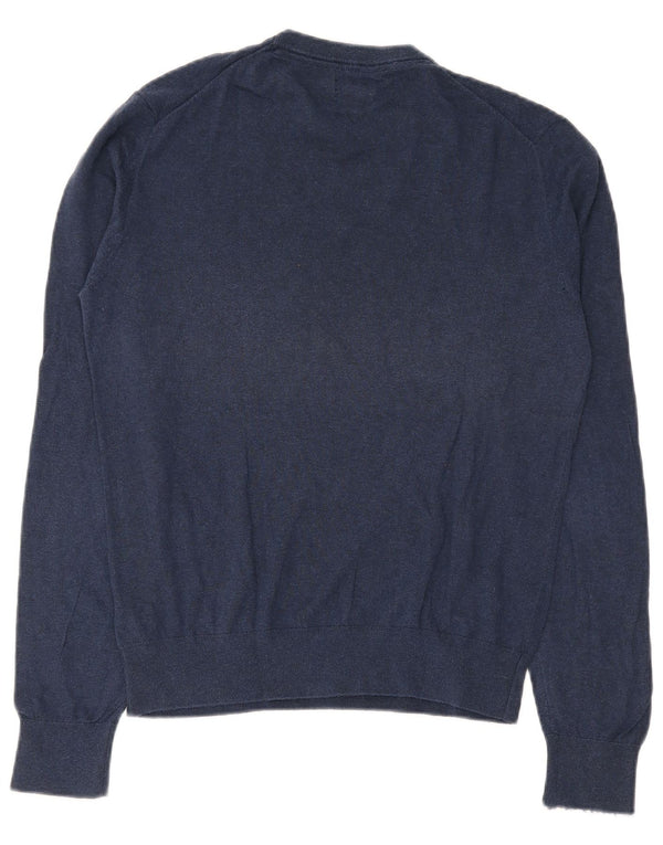Maglione maglione girocollo da uomo Gutteridge in cotone blu navy medio