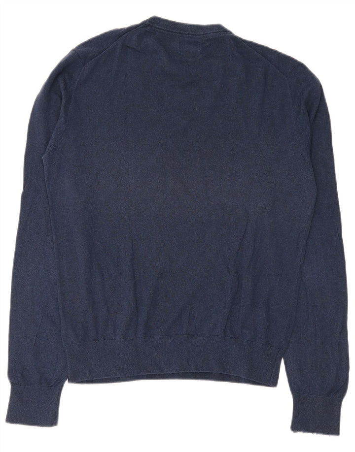 Maglione maglione girocollo da uomo Gutteridge in cotone blu navy medio
