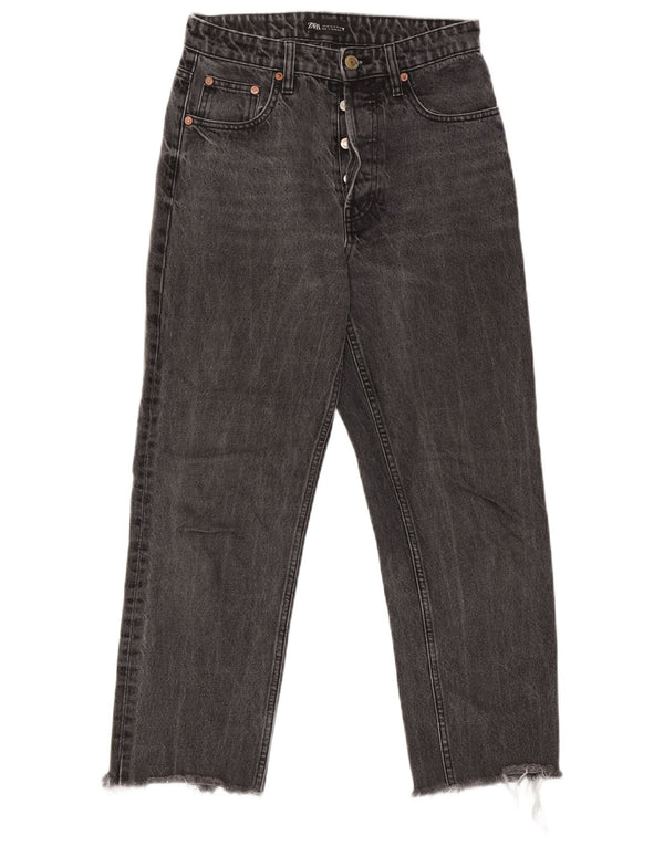 Jeans corti a vita alta da donna Zara EU 38 Small W28 L24 Grigio