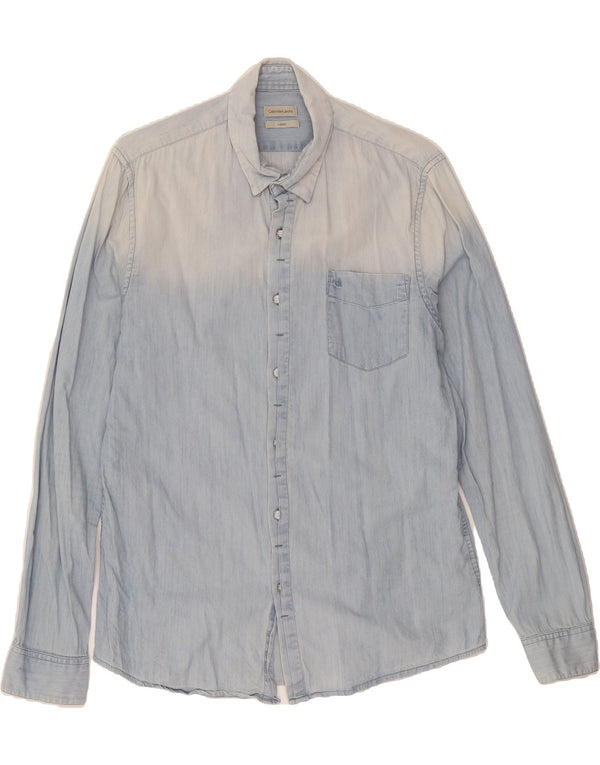 CALVIN KLEIN Mens Shirt Large Blue Cotton