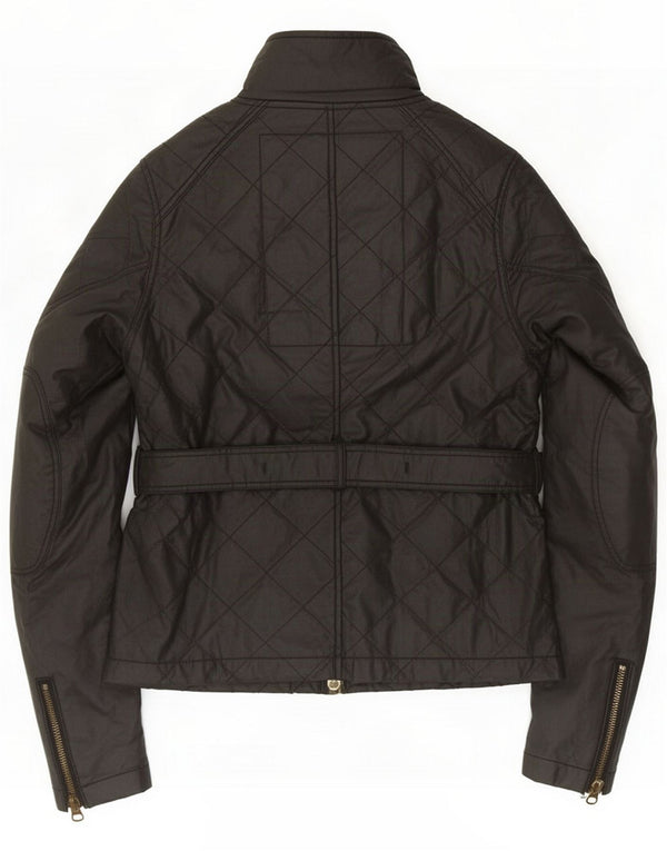 Superdry Womens Windbreaker Jacket UK 10 Small Black Linen Biker