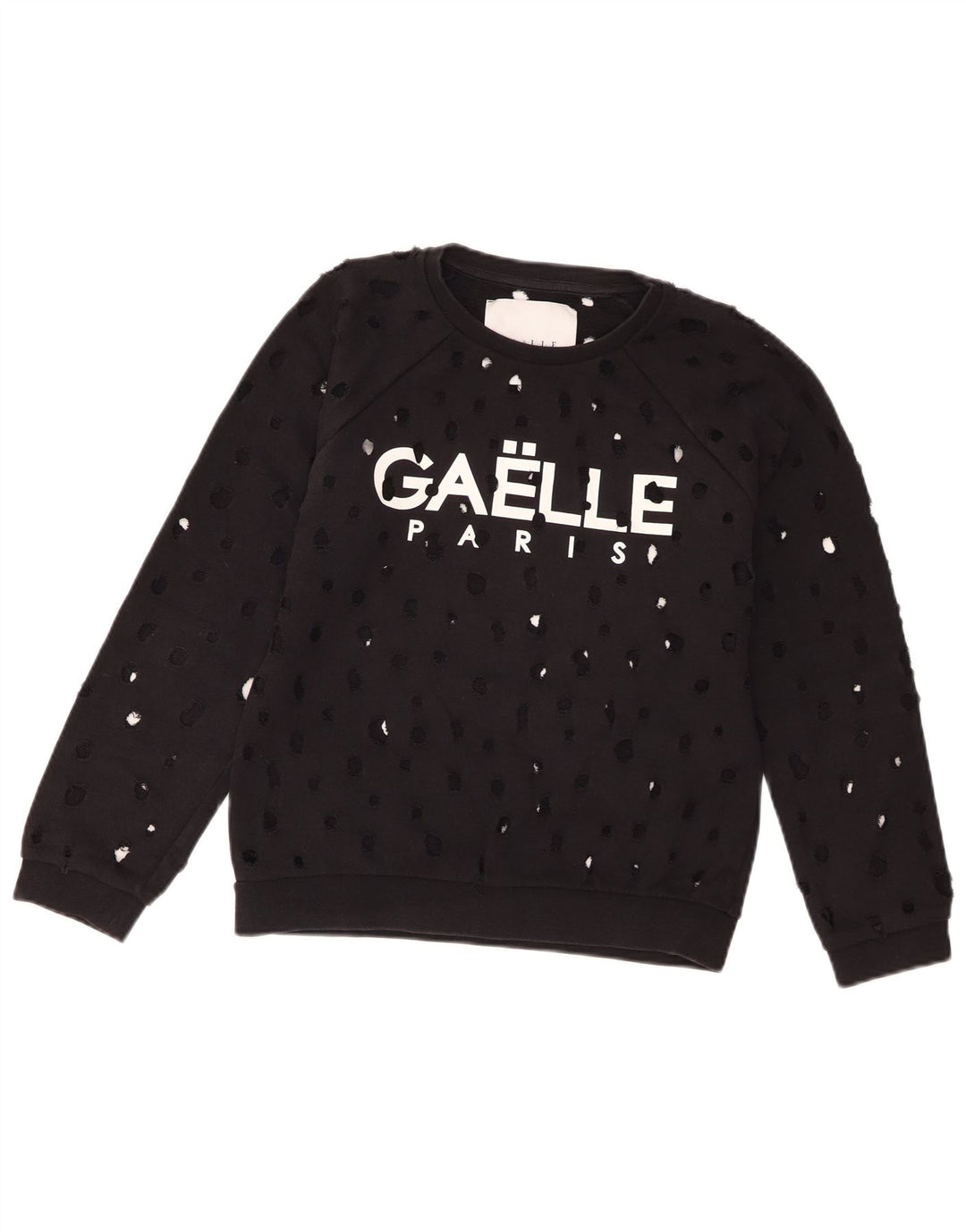 Felpa da donna con grafica invecchiata Gaelle, maglione UK 14, grande cotone nero