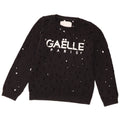 Felpa da donna con grafica invecchiata Gaelle, maglione UK 14, grande cotone nero