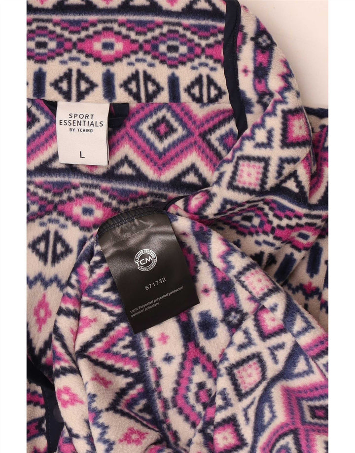 Maglione in pile da donna Tchibo con collo a bottoni UK 16 Grande Fair Isle multicolore