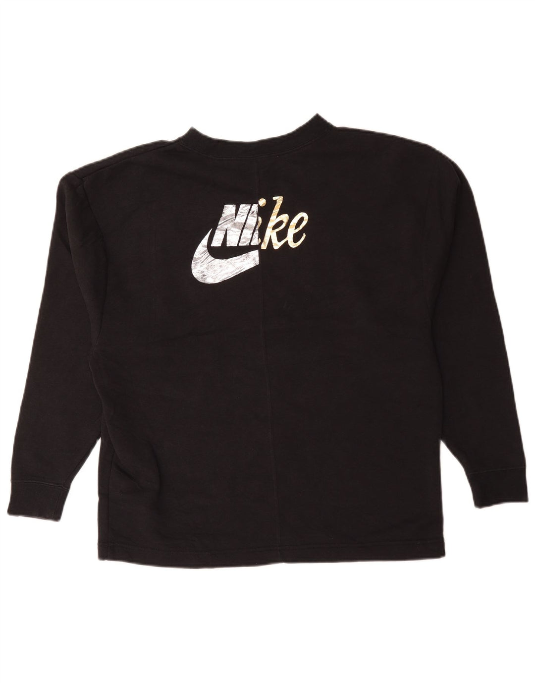 Felpa oversize con grafica Nike da donna UK 10 piccola in cotone nero