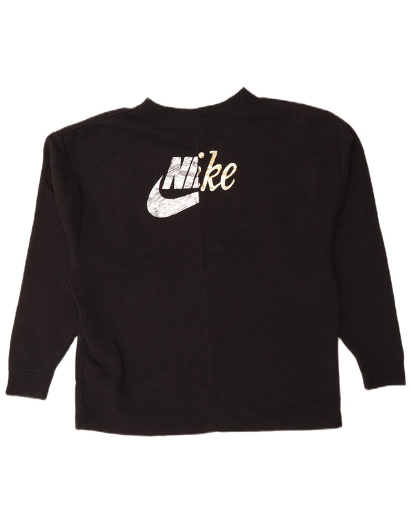 Felpa oversize con grafica Nike da donna UK 10 piccola in cotone nero