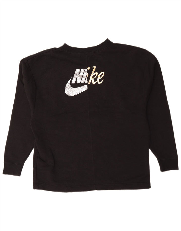 Felpa oversize con grafica Nike da donna UK 10 piccola in cotone nero