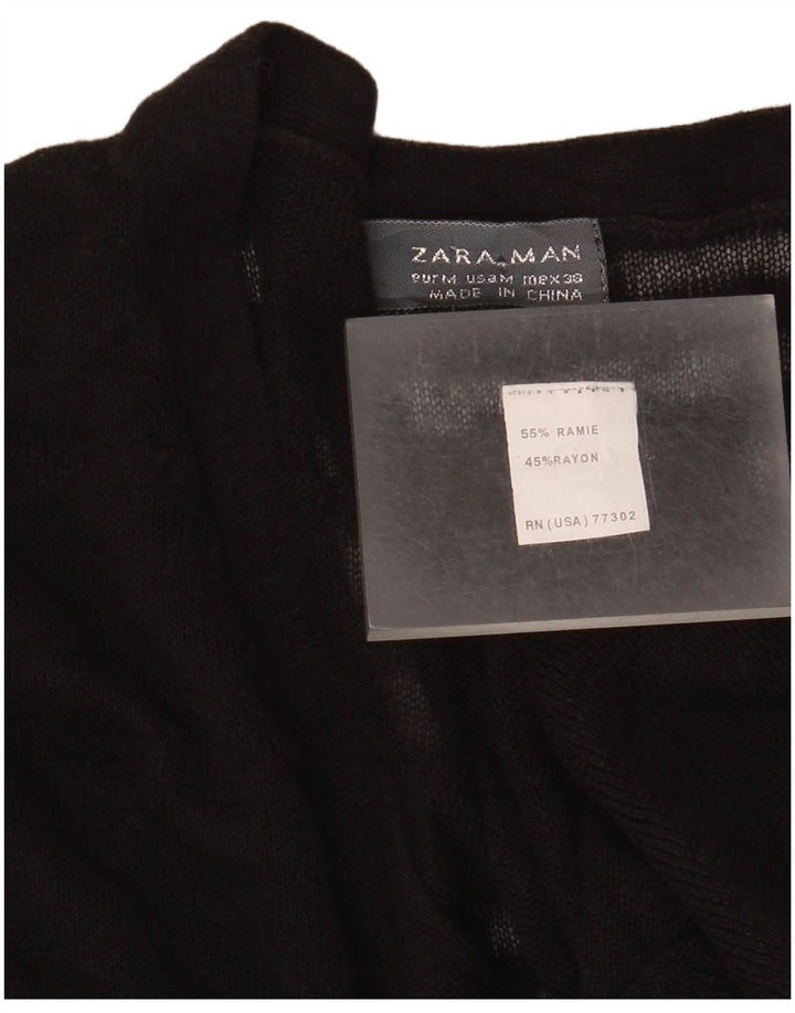 Maglione Zara da uomo con scollo a V trasparente, colore ramiè nero medio