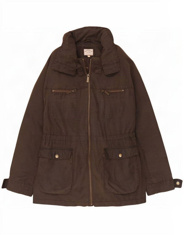 Giacca da donna in cotone cerato con cappuccio Fat Face UK 18 XL Marrone
