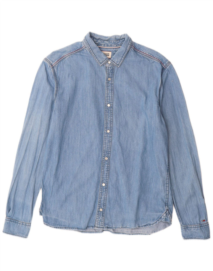 Camicia di jeans da uomo Tommy Hilfiger grande cotone blu