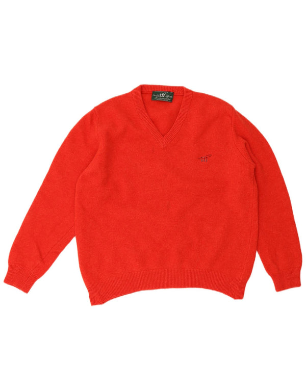 Maglione da donna con scollo a V Henry Cottons UK 18 XL Lana rossa