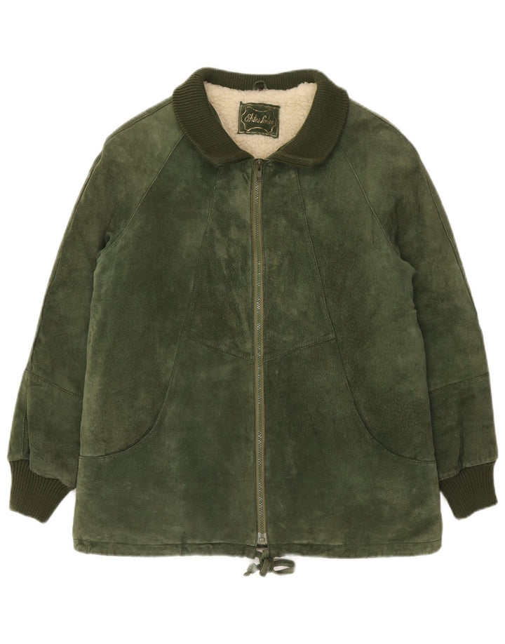 Giacca da donna in pelle scamosciata Sherpa C&A EU 42 grande pelle verde