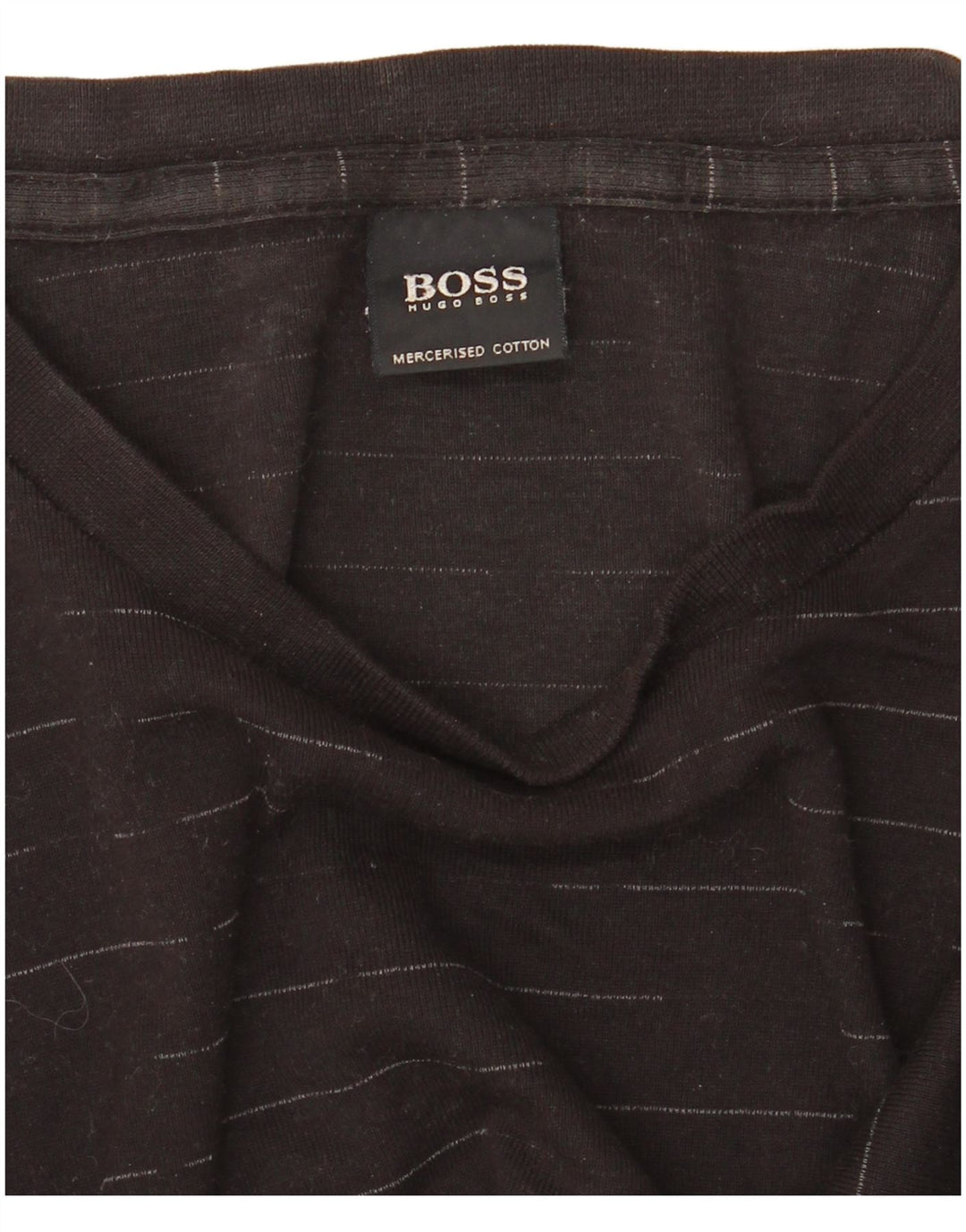Top HUGO BOSS da uomo a maniche lunghe in cotone gessato nero grande