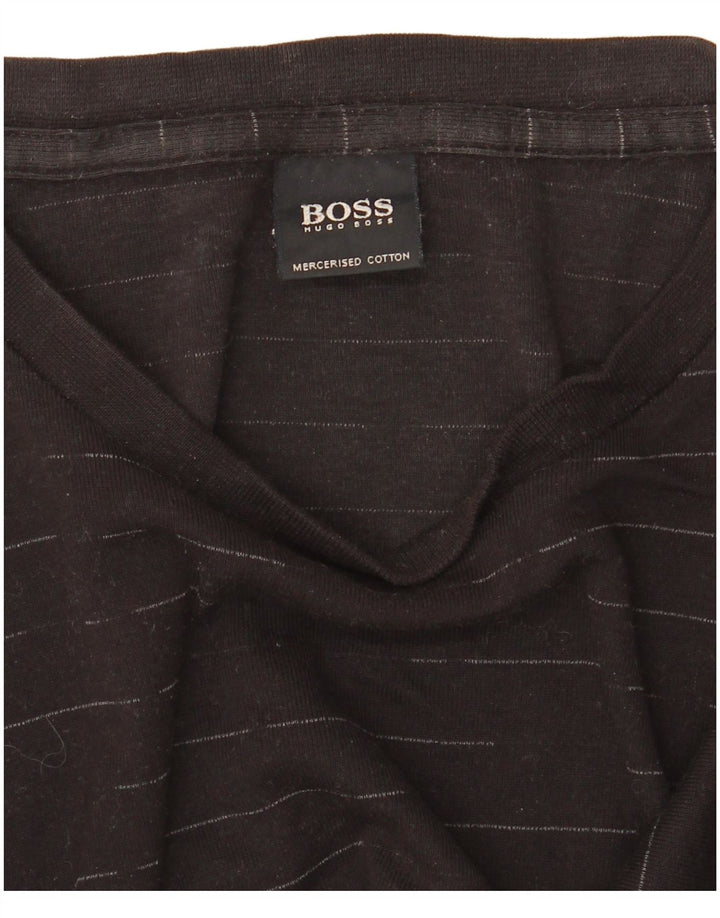 Top HUGO BOSS da uomo a maniche lunghe in cotone gessato nero grande