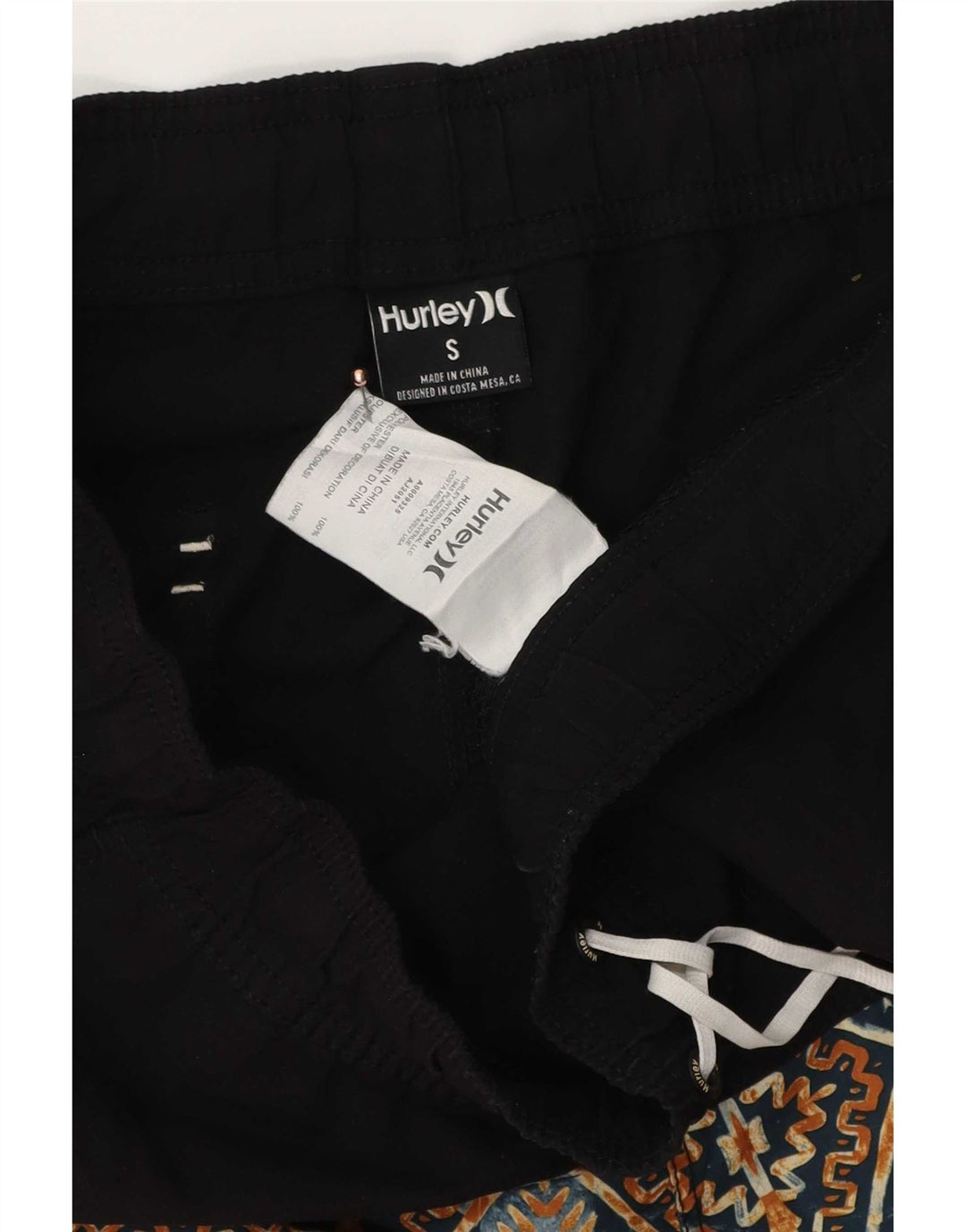 Pantaloncini da bagno da uomo Hurley piccoli in poliestere geometrico nero