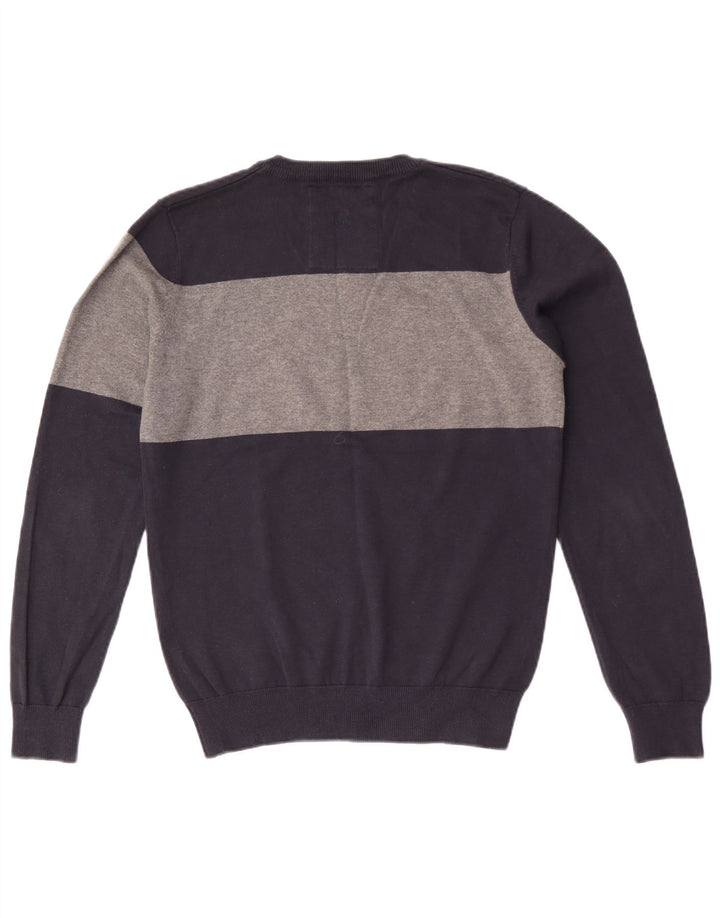 Jack & Jones Maglione da uomo con scollo a V in cotone color block medio blu navy