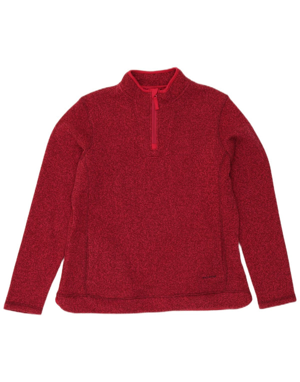 Felpa da donna con collo con zip Weird Fish, maglione UK 16, grande rosso chiazzato