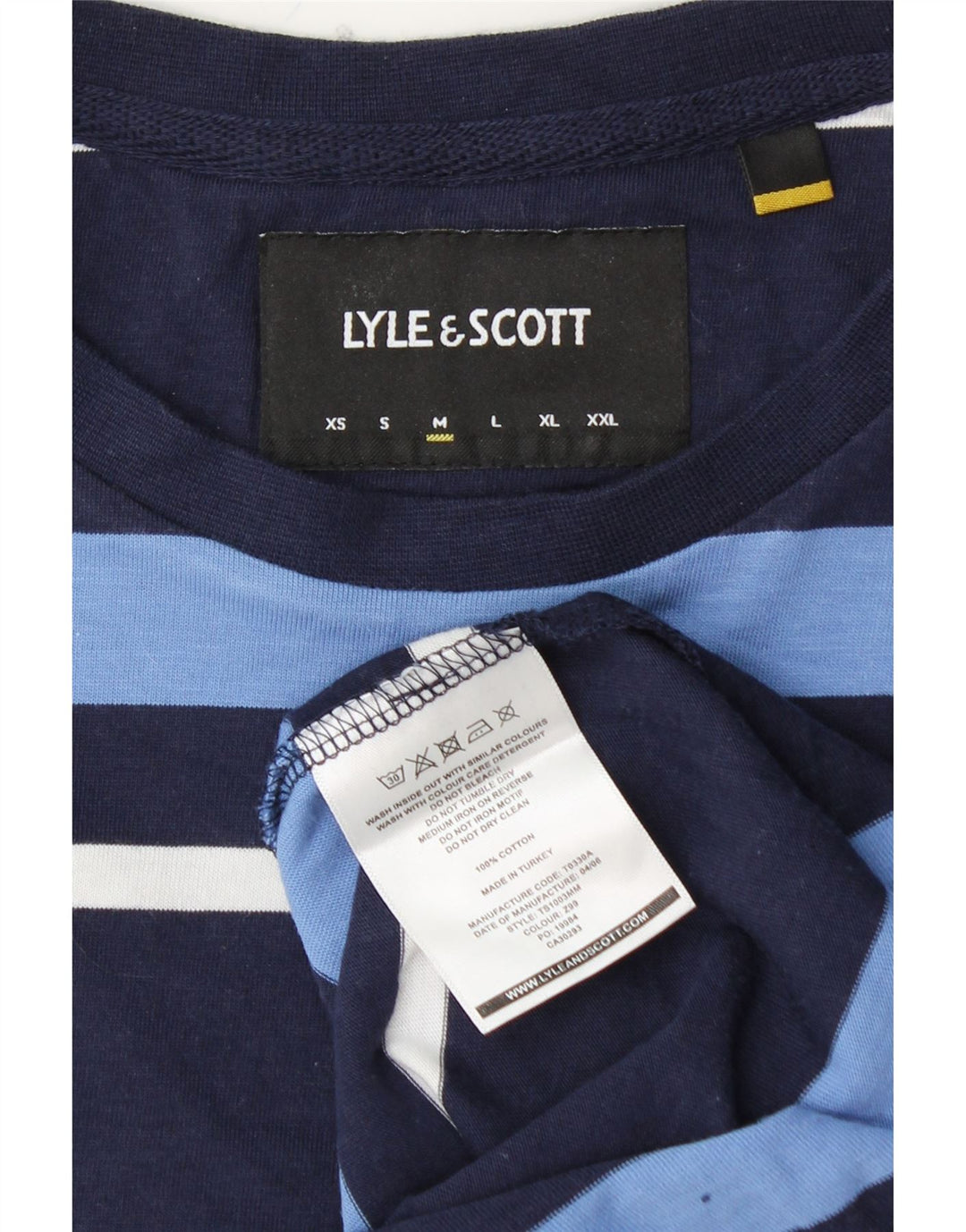 T-shirt da uomo LYLE & SCOTT Top in cotone a righe blu navy medio