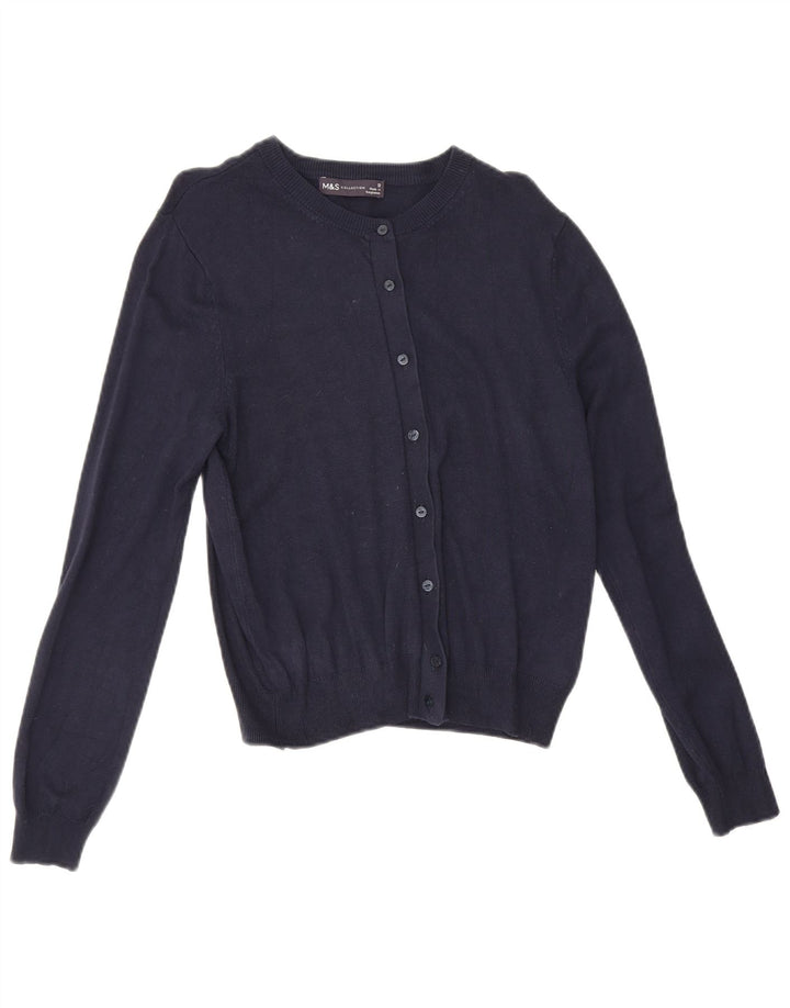 Maglione cardigan da donna Marks & Spencer UK 12 Viscosa blu navy medio