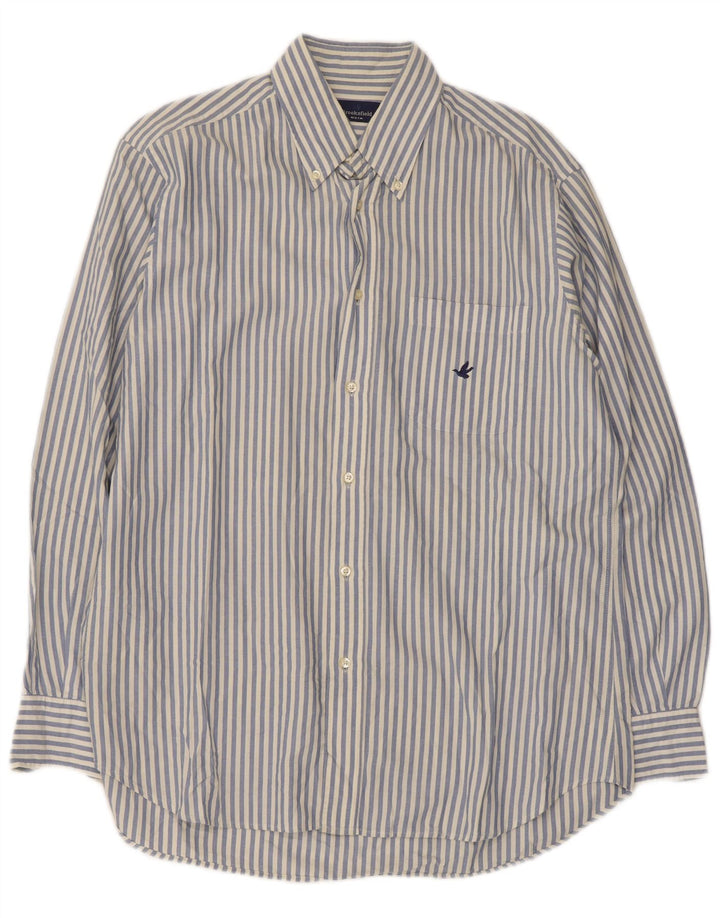 Camicia da uomo Brooksfield taglia 40 cotone gessato blu medio
