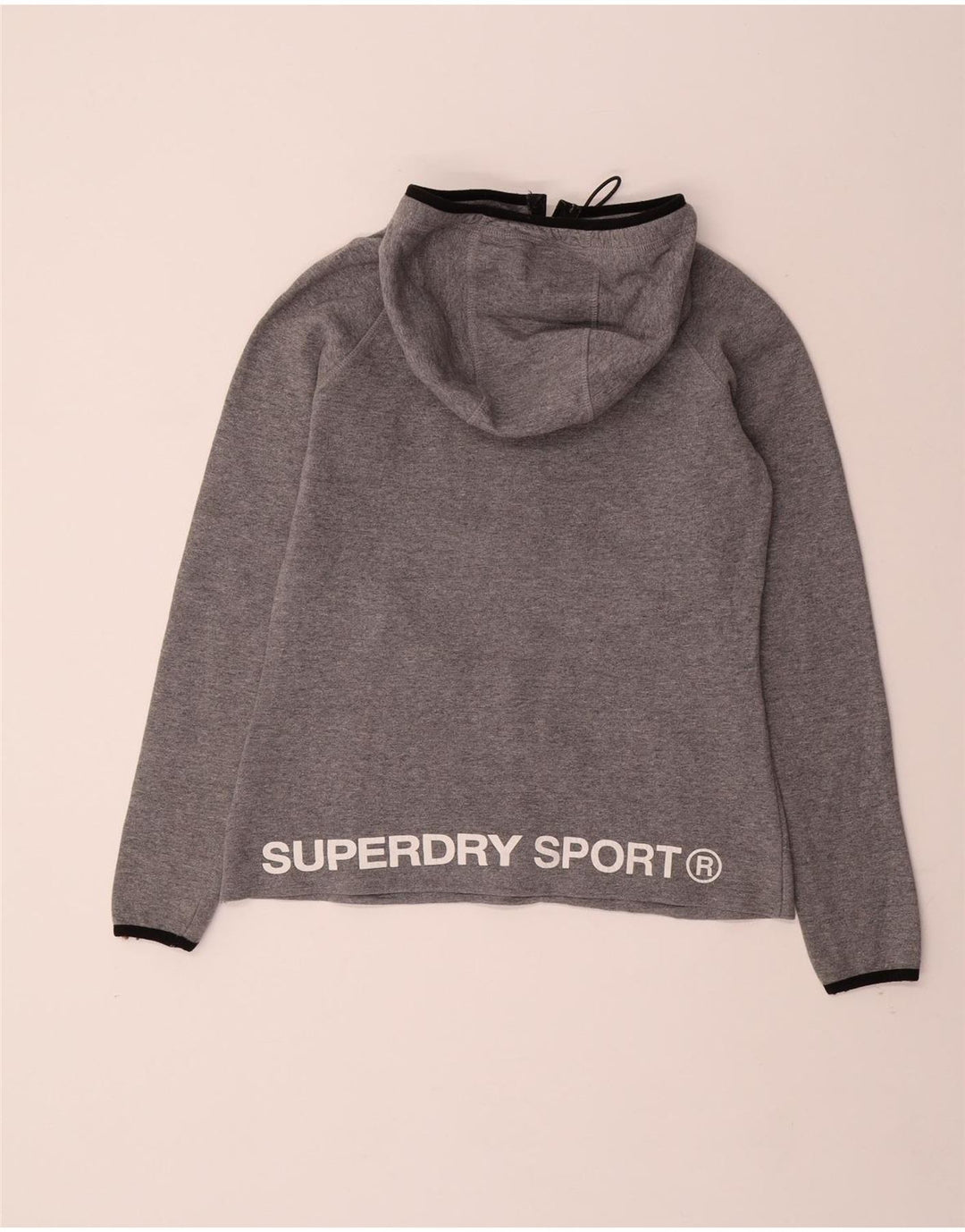 Maglione con cappuccio e zip con collo e zip grafica da donna SUPERDRY UK 10 piccolo grigio
