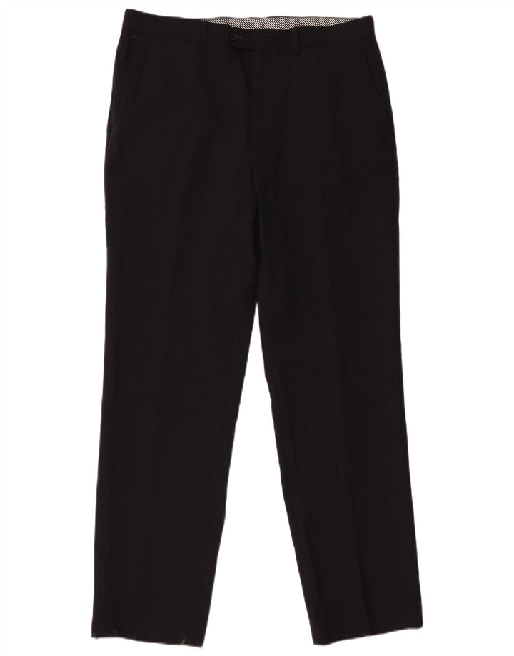 Pantaloni da abito dritti da uomo Marks & Spencer W36 L33 poliestere nero