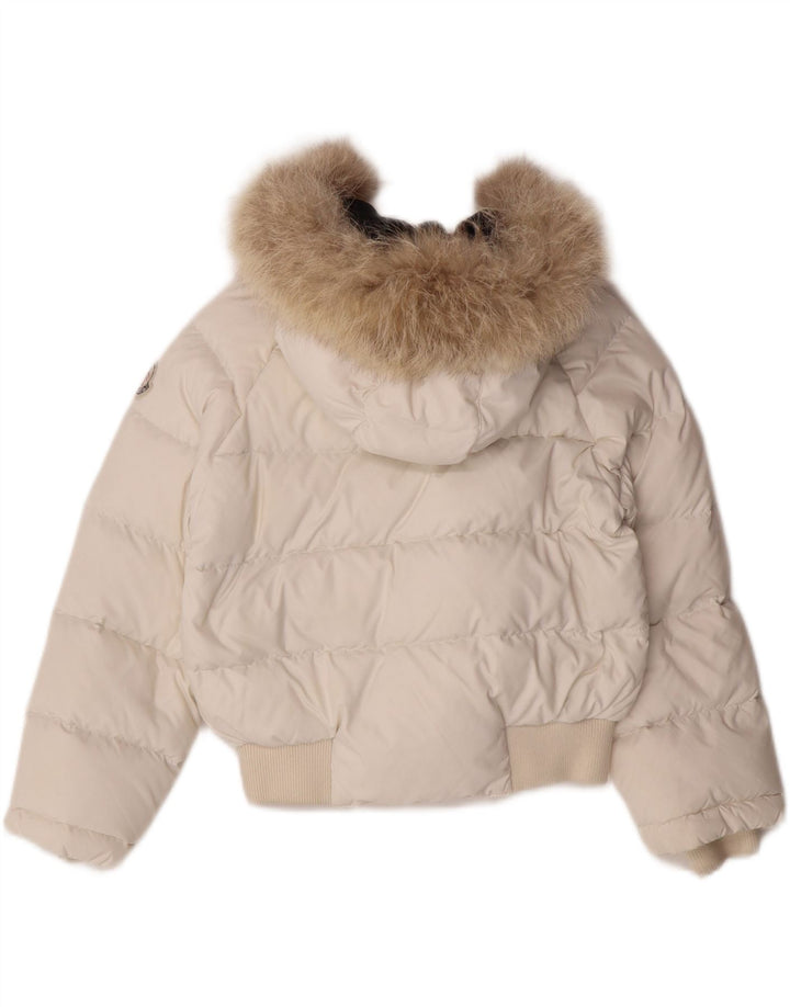 MONCLER Piumino Bambina con Cappuccio 5-6 Anni Nylon Bianco