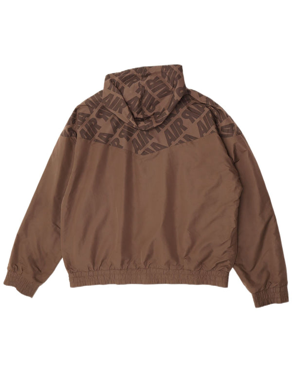 Giacca reversibile grafica con cappuccio Nike da uomo UK 45/47 XL poliestere marrone