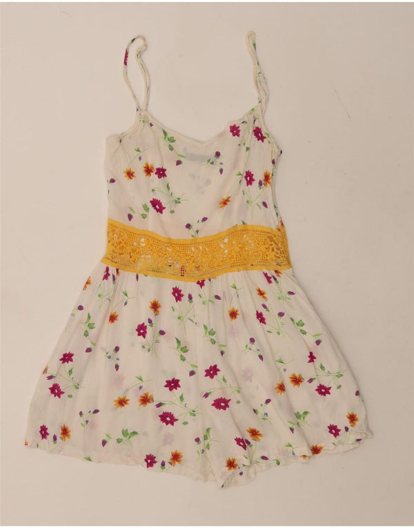 Topshop Womens See Through Sleeveless Playsuit UK 10 Small White Floral