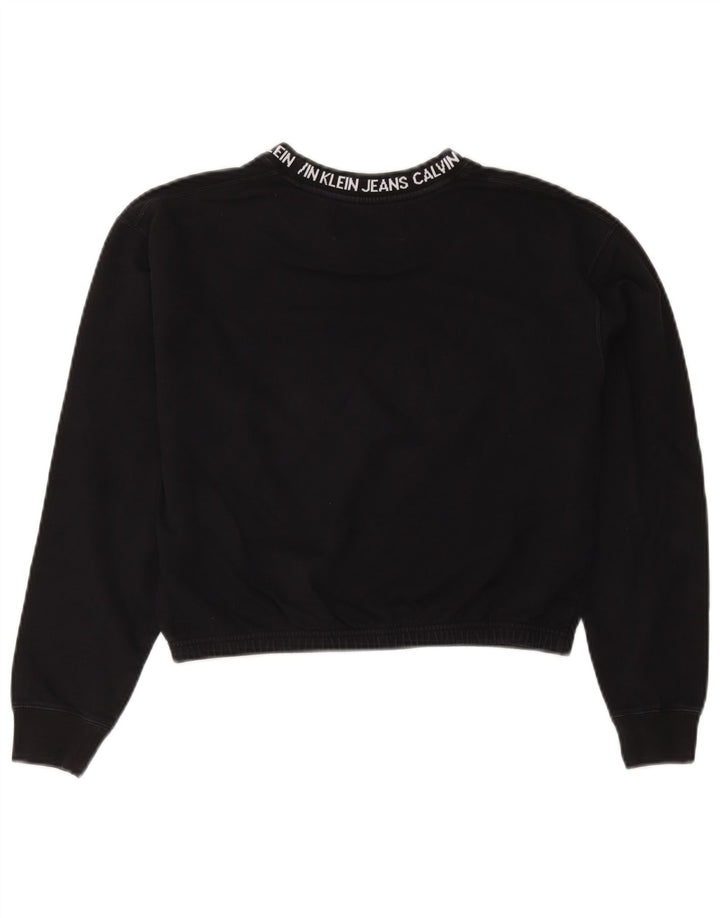 Calvin Klein Jeans Donna Graphic Crop Felpa Maglione UK 14 Medio Nero