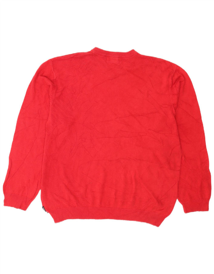 Chaps Uomo Maglione con scollo a V Maglione grande in cotone color block rosso