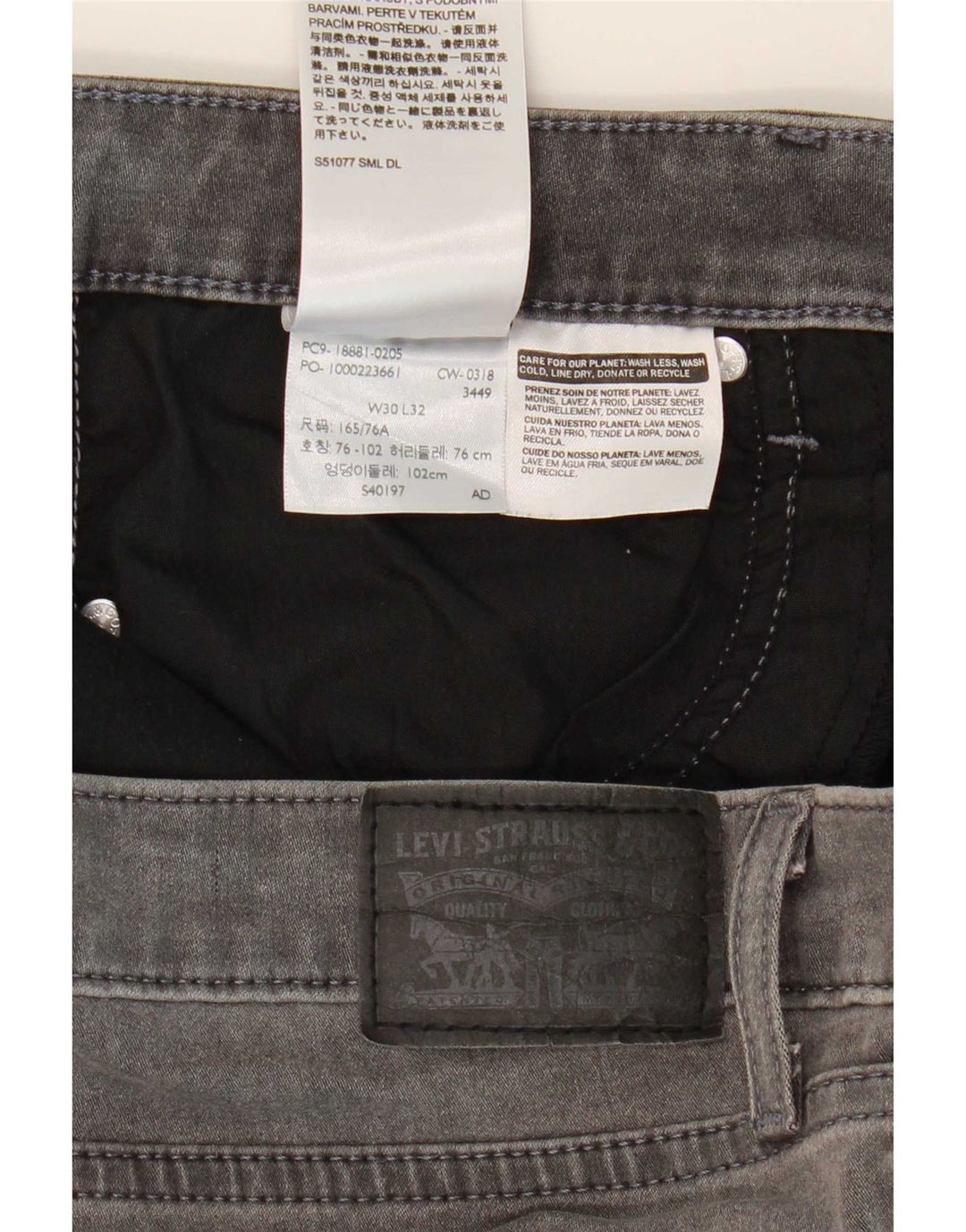 Jeans skinny Levi's 711 da donna W30 L32 cotone grigio