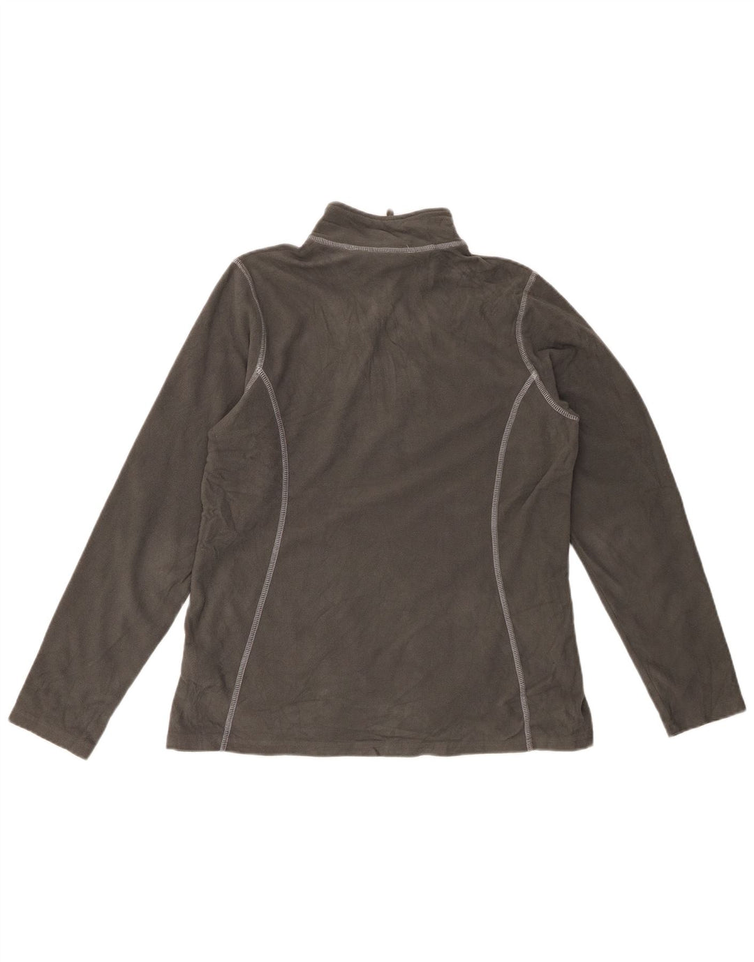 EDDIE BAUER Maglione in pile da donna con zip e collo UK 16 Large Grigio Poliestere