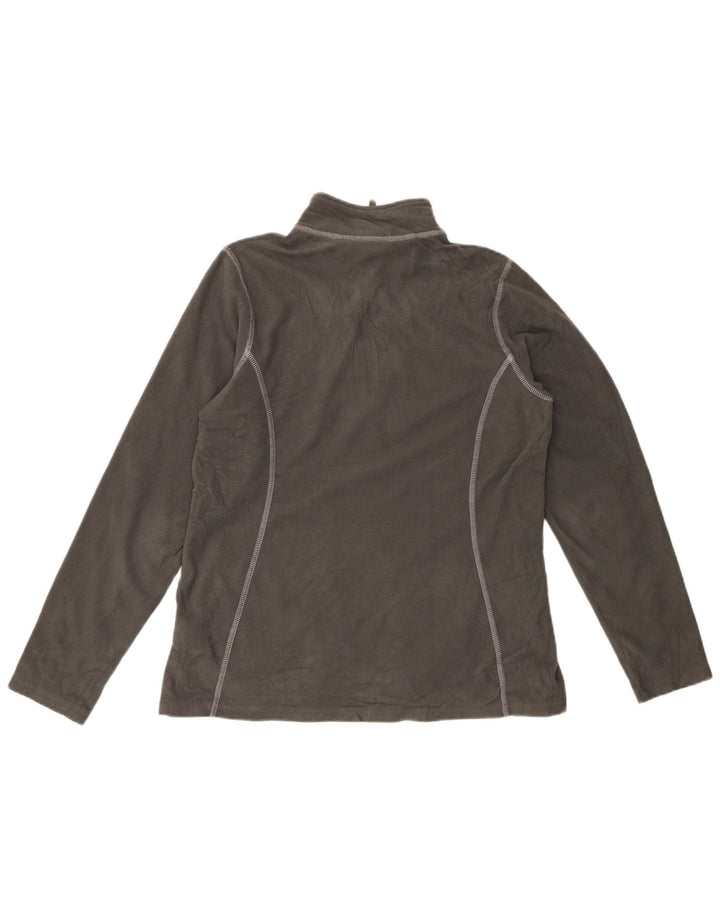 EDDIE BAUER Maglione in pile da donna con zip e collo UK 16 Large Grigio Poliestere