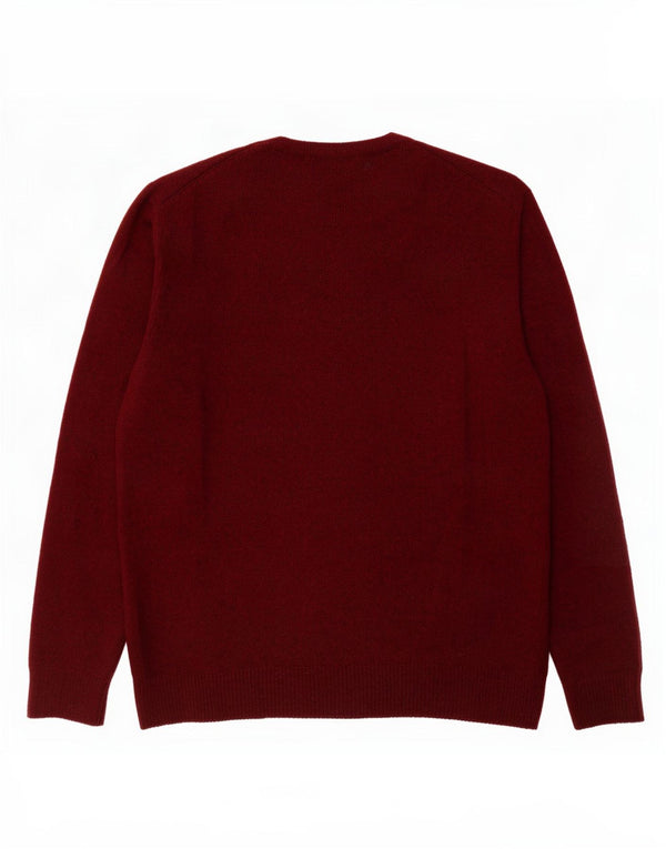 Maglione da uomo con scollo a V James Pringle in lana vergine bordeaux media