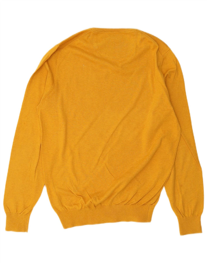 Maglione da uomo con scollo a V Massimo Dutti in cotone giallo medio