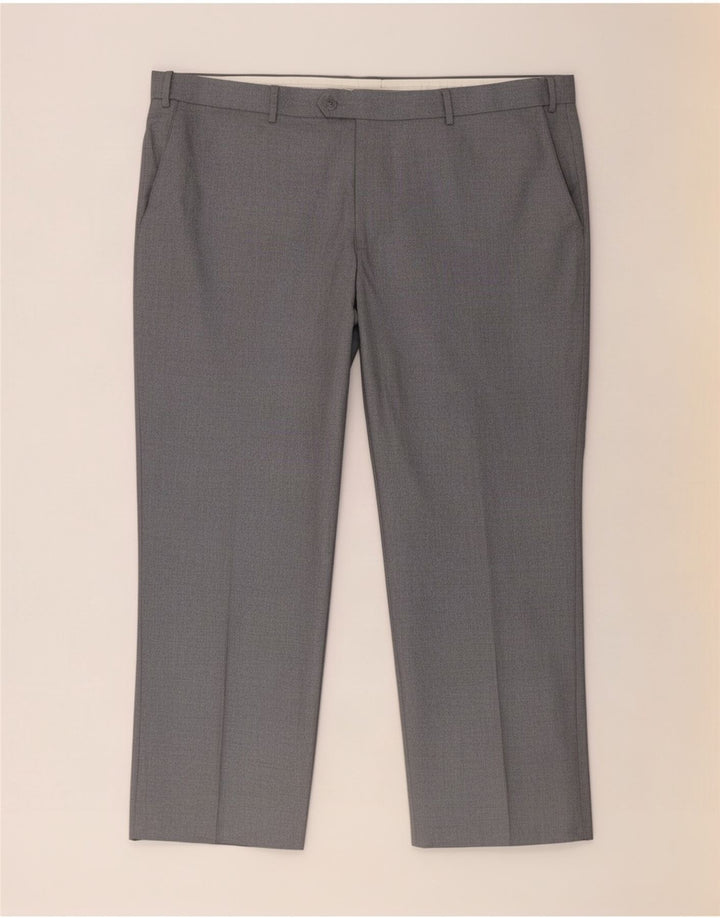 Pantaloni chino dritti da uomo Marks & Spencer W44 L29 poliestere grigio